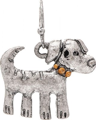 Silver Funky Engraved Dog Earrings