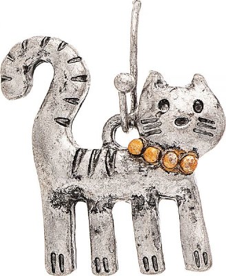 Silver Funky Engraved Cat Earrings