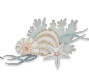 28" Multi Pastels Starfish and Shells Coral Reef Metal Wall Plaque