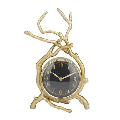 13" Gold Metal Branch Table Clock