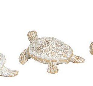 8" Whitewash Polyresin Paisley Back Sea Turtle