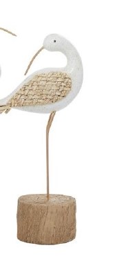 14" Distressed White and Beige Polyresin Sea Bird With Head Back on Log