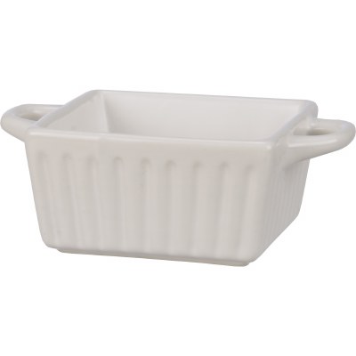 6" White Ribbed Ceramic Tasty Casserole Dish