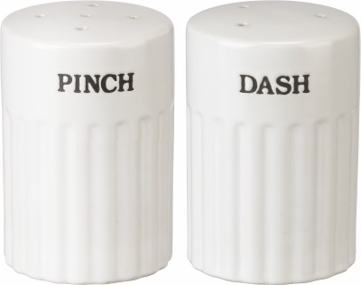 4" White Ribbed Ceramic Pinch Dash Salt & Pepper Shakers