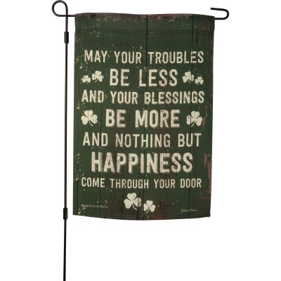 18" x 12" Mini Green May Your Troubles Be Less St. Patrick's Day Garden Flag