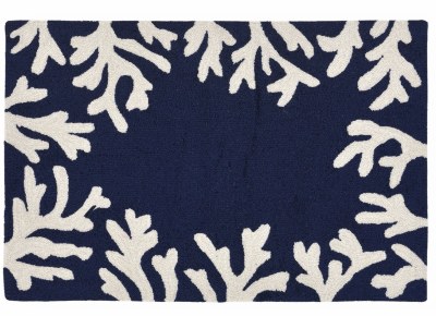 30" x 48" Navy Coral Border Capri Indoor/Outdoor Rug