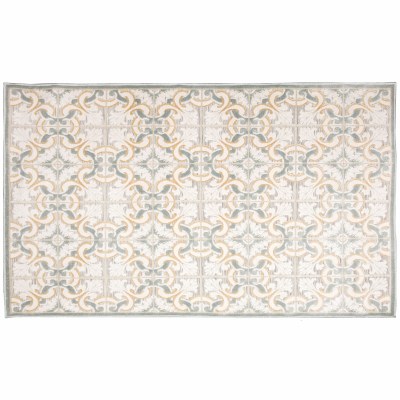 3.3' x 4.11' Ivory Floral Tile Canyon Rug