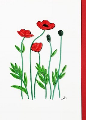 5" x 7" Poppy Flower Quilling Card