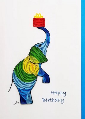 5" x 7" Happy Birthday Elephant with Gift