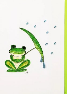 5" x 7" Frog in Rain Quilling Card