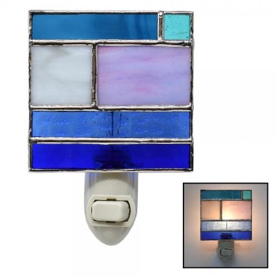 Multi Blue and White Rectangular Glass Panel Night Light