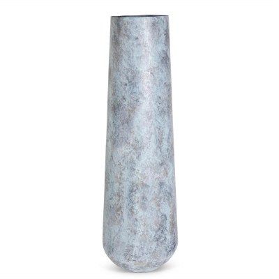 24" Light Blue Acid Washed Metal Tall Vase