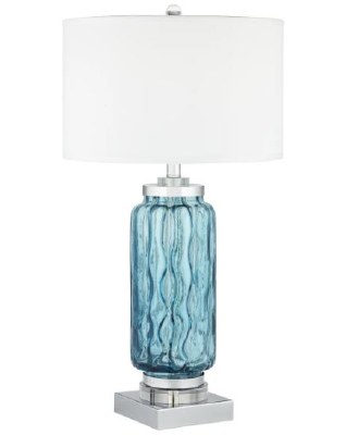 31" Blue Waves Glass Lamp