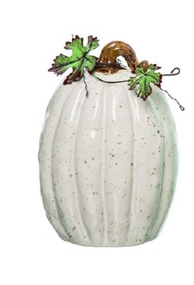 9" White Ceramic Tall Heirlooim Pumpkin Fall and Thanksgiving Decoration