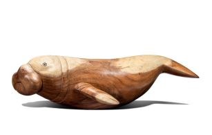 Extra Large Natural Wood Manatee Statue