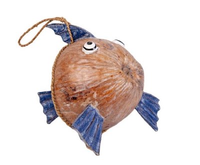 Coconut Blowfish With a Rope Hanger