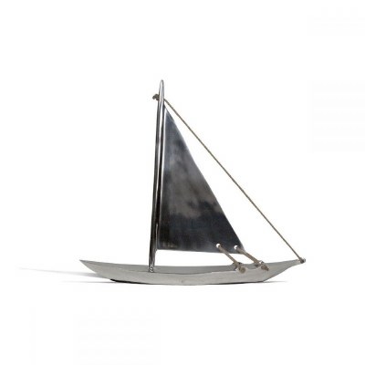 19" Silver Metal Sailboat With Rope