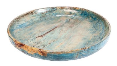 Large Round Miami Blue Wood Platter