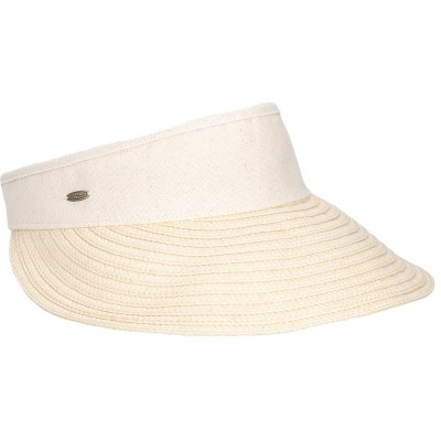 4" Brim Linen Cotton and Natural Toyo Margie Visor With Velcro Closure