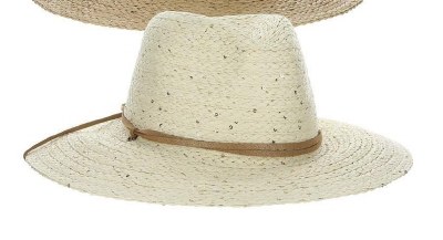 3.5" Brim Natural Sequined Braided Straw Kivu Safari Hat With Metallic Band