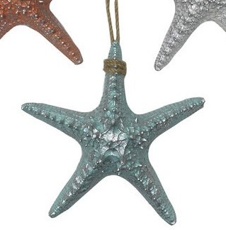 9" Mint and Silver Starfish With Chunky Rope Hanger