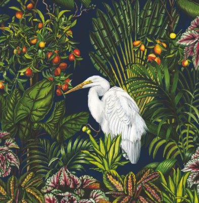 5" Square Navy Egret Island Beverage Napkins