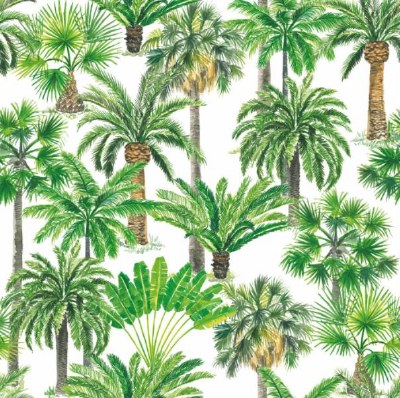 5" Square Green Palm Oasis Beverage Napkins