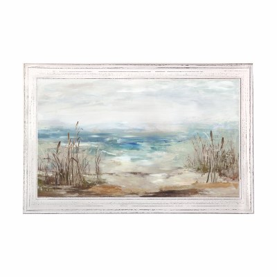 31" x 47" Sea Oats on Beach Gel Print With Whitewash Frame