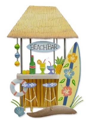 18" x 13" Multicolor Tiki Bar Beach Shack Coastal Metal Wall Art Plaque