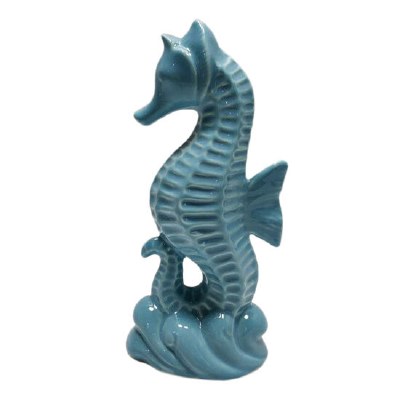 9" Light Blue Ceramic Seahorse