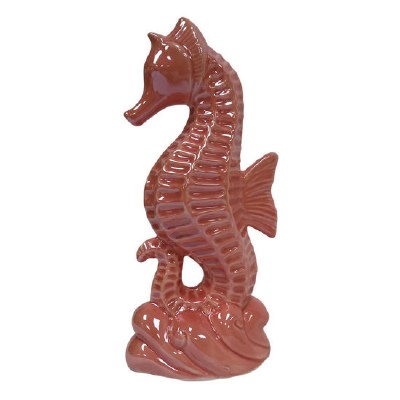 9" Coral Ceramic Seahorse