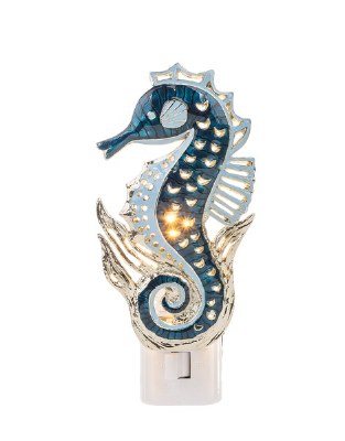 5" Silver and Blue Seahorse Night Light