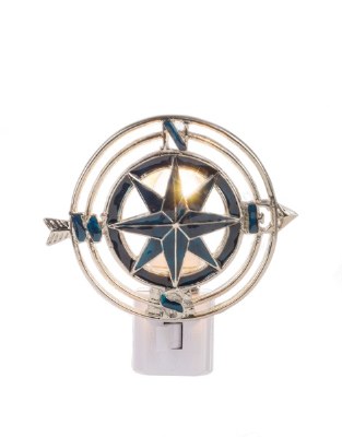 4" Silver and Blue Compass Night Light