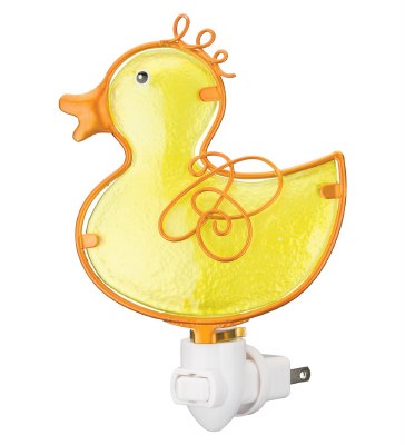 7" Yellow Glass and Metal Ducky Night Light