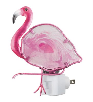 5" Pink Glass and Metal Flamingo Night Light