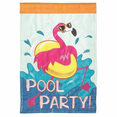 42" x 29" Flamingo in Yellow Tube Pool Party Flag