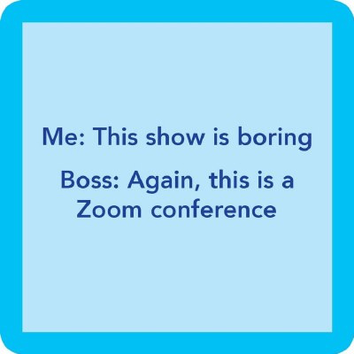 4" Square Light Blue With Blue Border Boring Zoom Conference Coaster