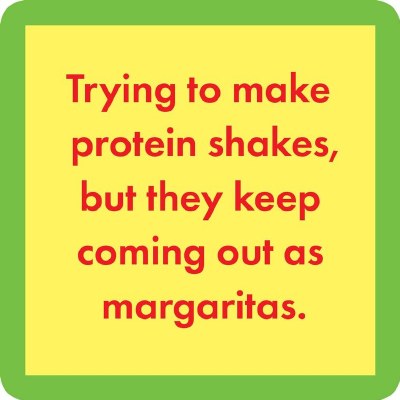 4" Square Yellow With Green Border Protein Shakes Coming Out as Margaritas