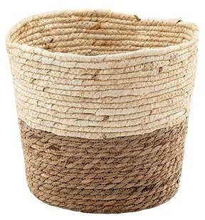 12" Natural and Brown Seagrass Basket