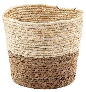 8" Natural and Brown Seagrass Basket