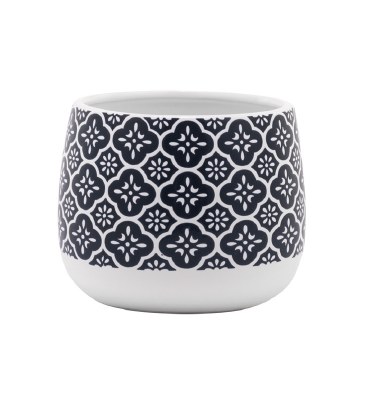 4.5" Navy and White Pattern Ceramic Pot