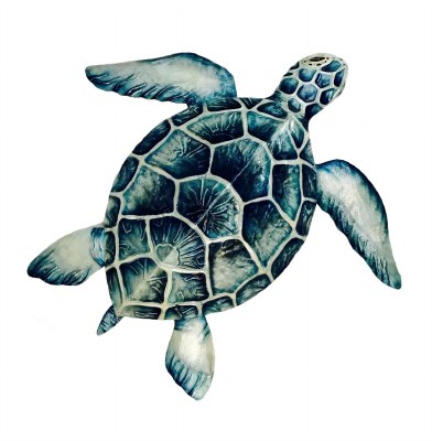 16" Blue Capiz Sea Turtle Wall Plaque