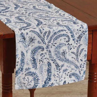 54" Blue and White Ashley Plant Patern Runner
