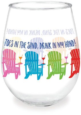 15oz Acrylic Toes in The Sand Steamless Wine Glass