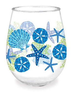 15oz Acrylic Beach Batik Steamless Wine Glass
