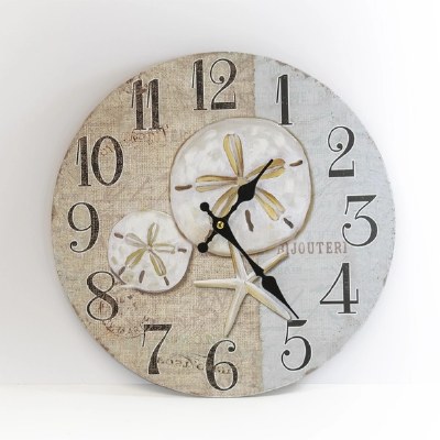 13" Round Beige and Gray Sand Dollars Clock