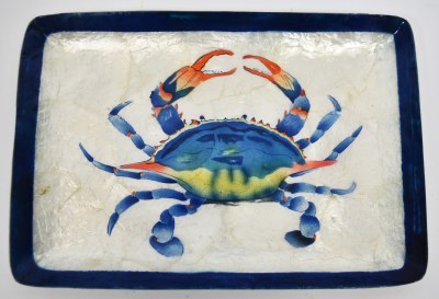 5" x 8" Blue Crab Capiz Dish