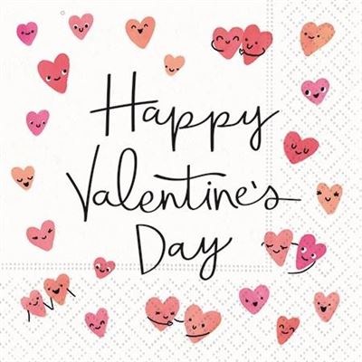 5" Happy Valentine's Day Package of Beverage Napkins