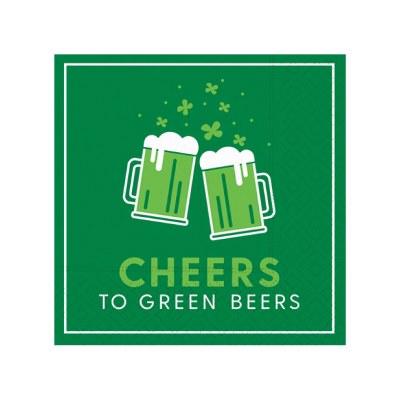 5" Square Cheers To The Green Beers Beverage Napkin