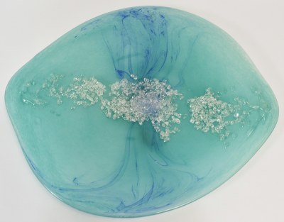 20" x 16" Teall and Blue Glass Platter